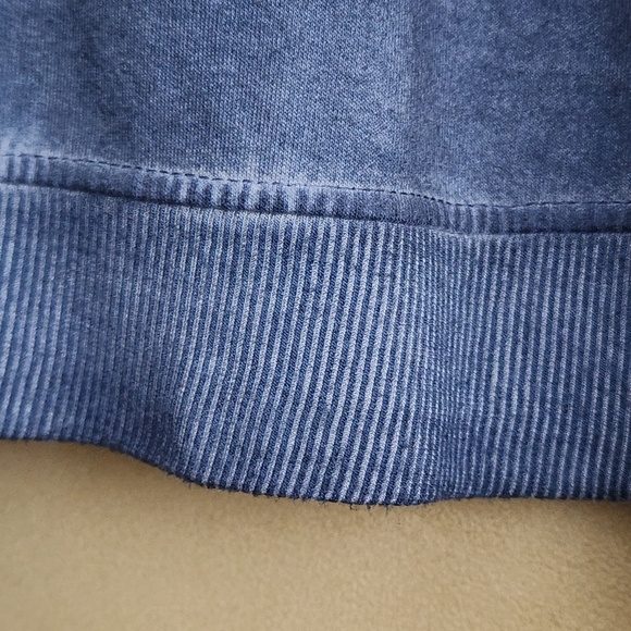 Grey & Gray Faded Blue Demin Embroidered Hoodie Size L - Picture 7 of 13